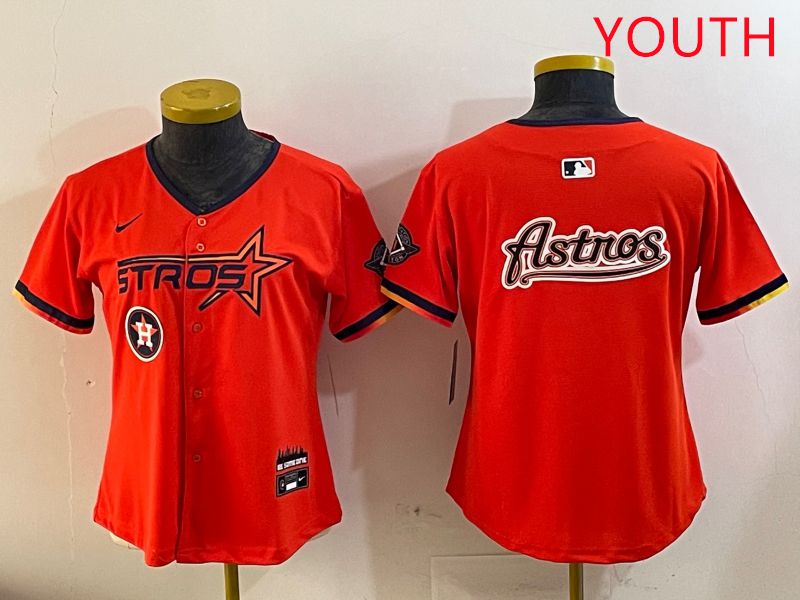 Youth Houston Astros Blank Orange Three generations Joint Name 2025 Nike MLB Jersey style 20